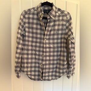 Ralph Lauren Grey and White Checkered Button Down Shirt for the Sharp Young Man